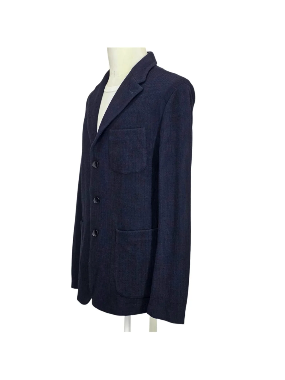 Barena Venezia Mens IT 56 Torceo Navy Ribbed Knit Wool Blazer Made Italy $890